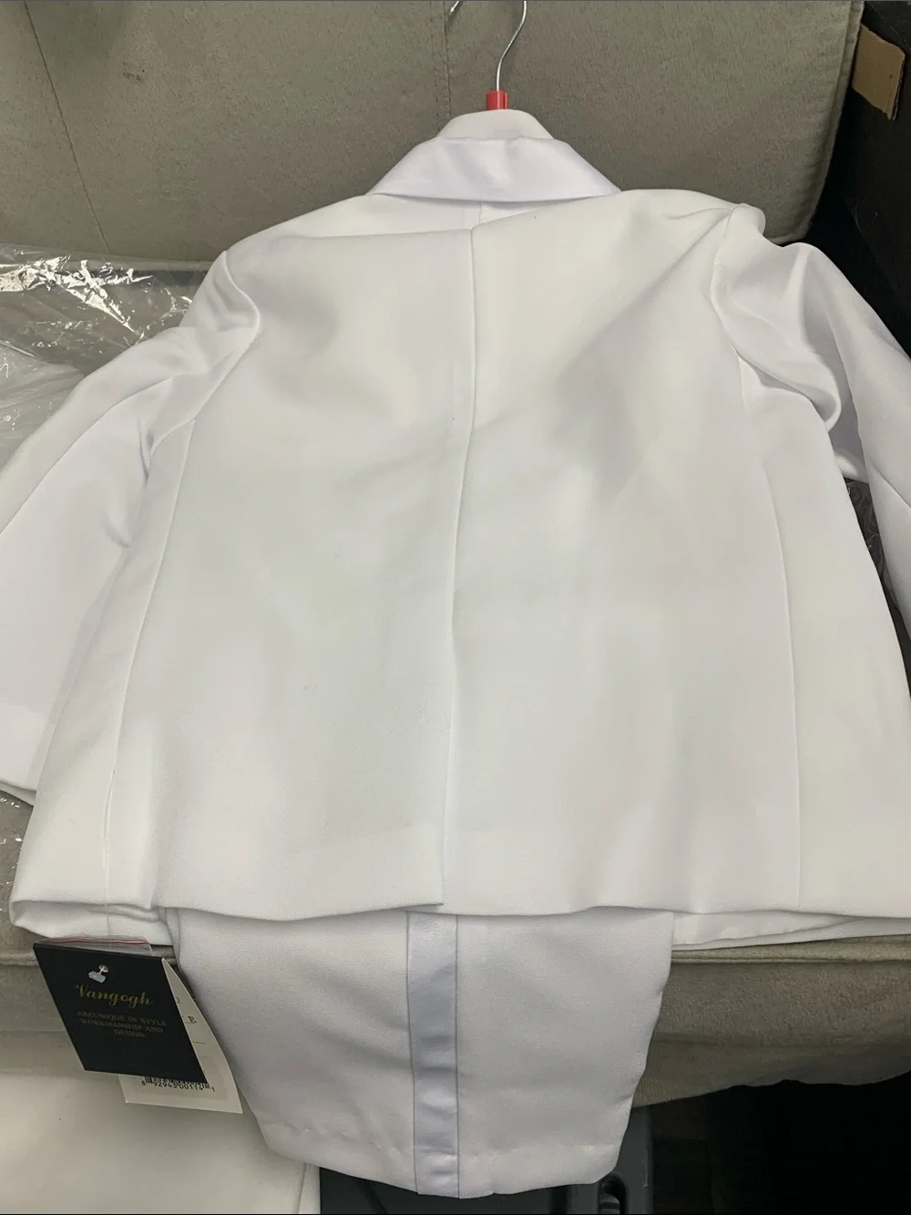 Boys White Formal tuxedo  with Satin Trim